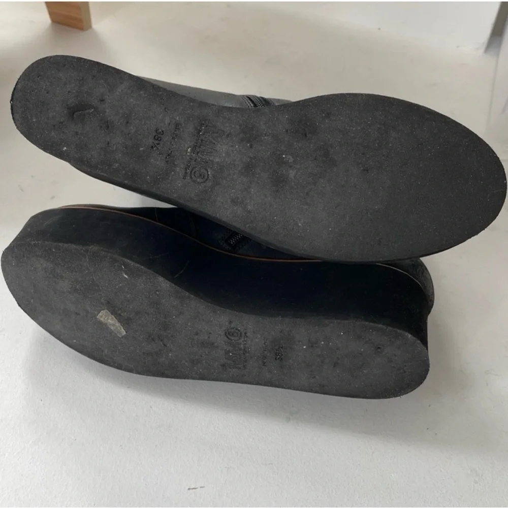 MM6 MAISON MARGIELA | 38.5 / 8 | La Garçonne Waxed Boot Platform Cracked Leather